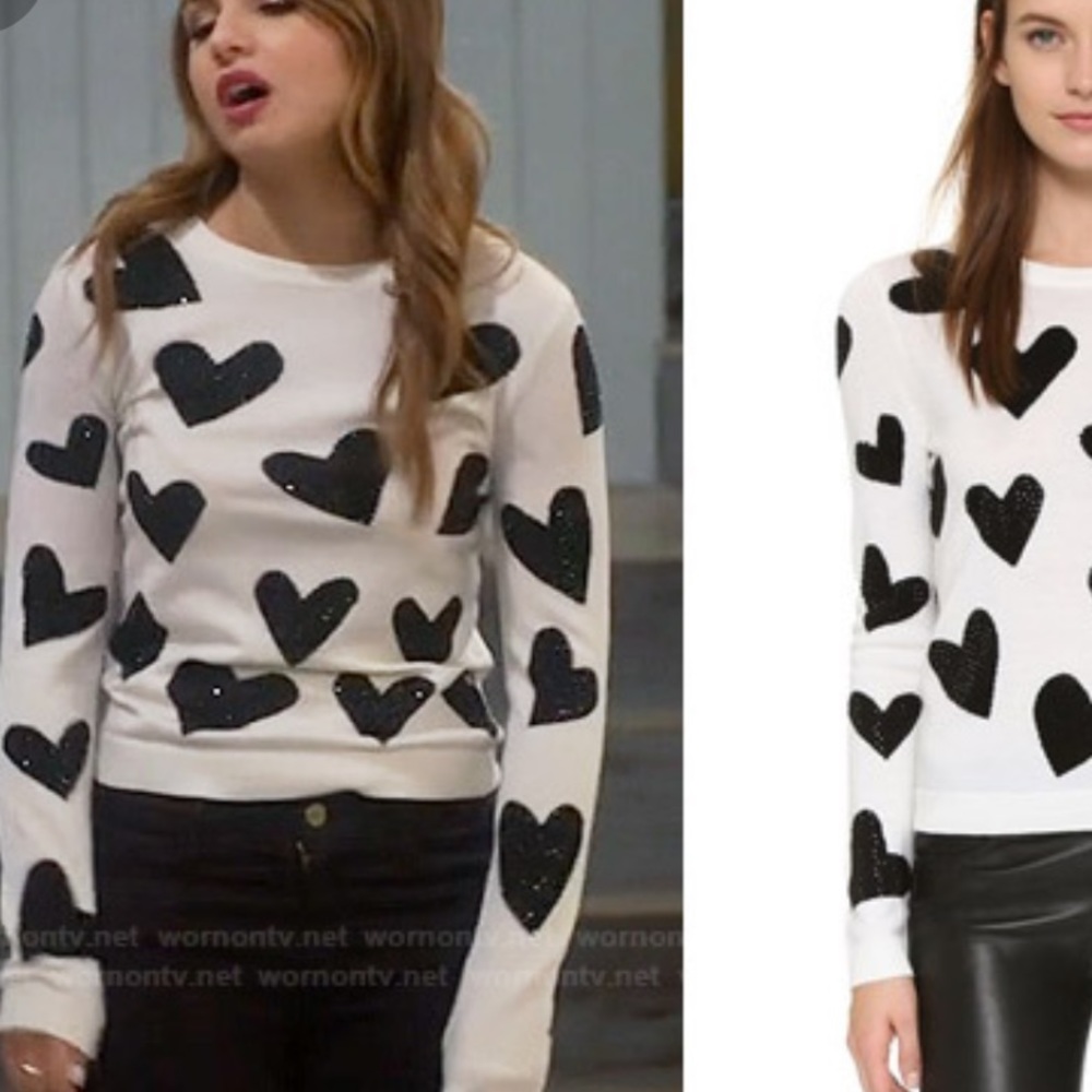 Alice + Olivia | Carey Sequin-Heart Wool Pullover Sweater - Picture 10 of 12